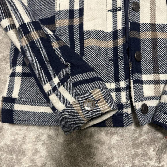 Blue white and brown plaid fall jacket - Picture 3 of 5
